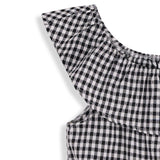 <img src="Black-White-Gingham-Ruffle-Yoke-Knot-Hem-Tank.jpg" alt="Black White Gingham Ruffle-Yoke Knot-Hem Tank" loading="lazy">