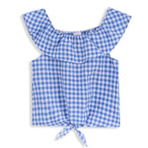 <img src="White-Blue-Gingham-Ruffle-Yoke-Knot-Hem-Tank.jpg" alt="White Blue Gingham Ruffle Yoke Knot Hem Tank" loading="lazy">