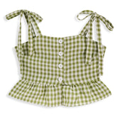 <img src="White-Green-Gingham-Button-Front-Shoulder-Tie-Tank.jpg" alt="White Green Gingham Button Front Shoulder-Tie Tank" loading="lazy">