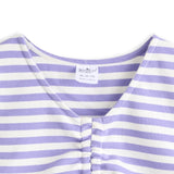 <img src="White-Purple-Stripe-Tie-Front-V-Neck-Tee.jpg" alt="White Purple Stripe Tie-Front V-Neck Tee" loading="lazy">