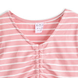 <img src="White-Pink-Stripe-Tie-Front-V-Neck-Tee.jpg" alt="White Pink Stripe Tie Front V-Neck Tee" loading="lazy">