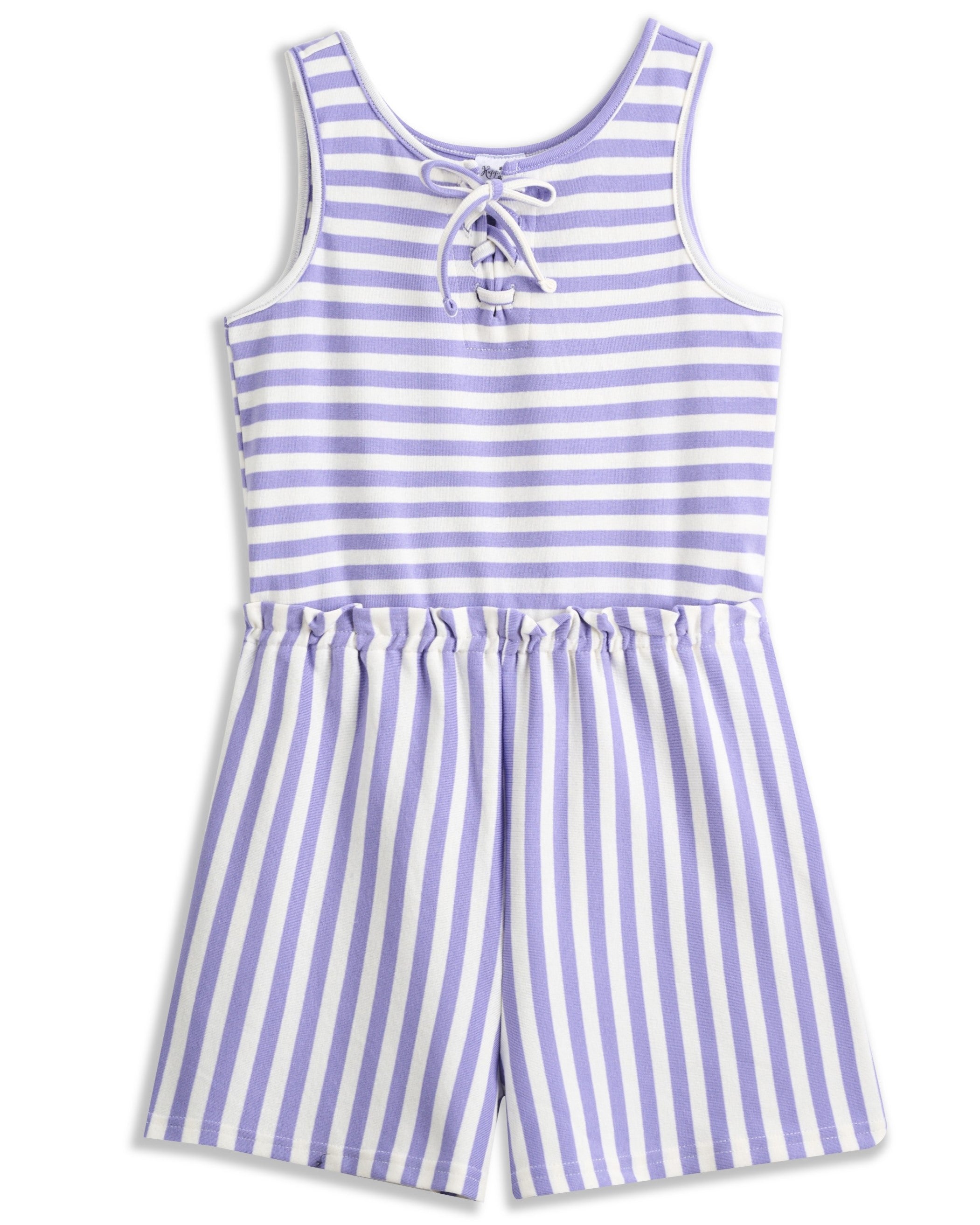 <img src="White-Purple-Stripe-Tie-Front-Sleeveless-Romper.jpg" alt="White Purple Stripe Tie-Front Sleeveless Romper" loading="lazy">