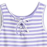 <img src="White-Purple-Stripe-Tie-Front-Sleeveless-Romper.jpg" alt="White Purple Stripe Tie-Front Sleeveless Romper" loading="lazy">