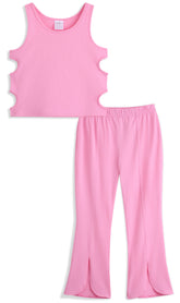 <img src="Pink-Cut-out-Tank-Split-Hem-Flare-Pants.jpg" alt="Pink Cut-out Tank Split Hem Flare Pants" loading="lazy">
