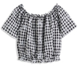 <img src="Black-White-Gingham-Floral-Embroidered-Gathered-Crop-Top-Shorts.jpg" alt="Black White Gingham Floral Embroidered Gathered Crop Top Shorts" loading="lazy">