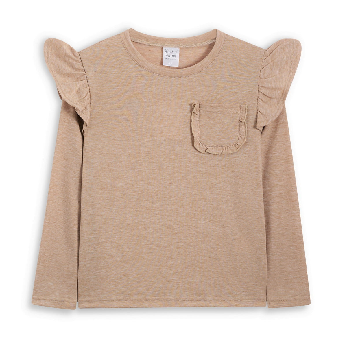 <img src="Khaki-Ruffle-Accent-Pocket-Long-Sleeve-Top.jpg" alt="Khaki Ruffle Accent Pocket Long-Sleeve Top" loading="lazy">