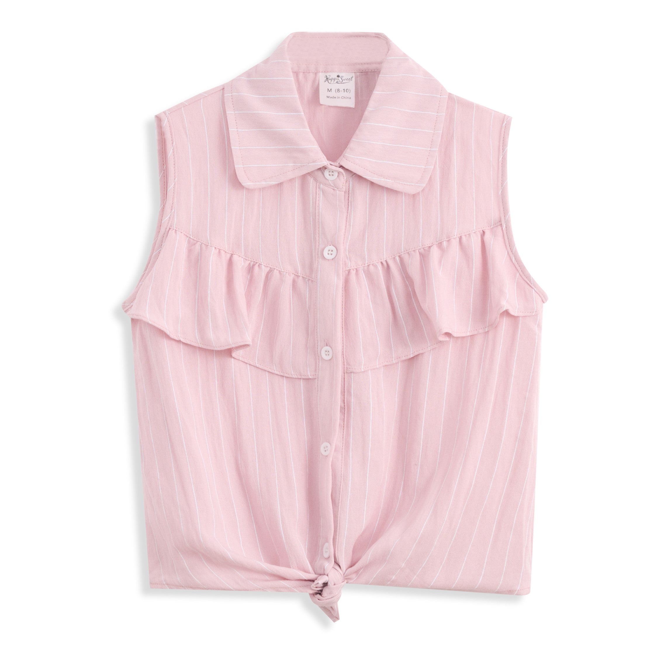 <img src="Pink-White-Stripe-Tie-Hem-Sleeveless-Button-Up-Shirt.jpg" alt="Pink White Stripe Tie-Hem Sleeveless Button-Up Shirt" loading="lazy">