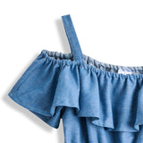 <img src="Blue-Denim-Ruffle-Trim-Off-Shoulder-Shift-Dress.jpg" alt="Blue Denim Ruffle Trim Off Shoulder Shift Dress" loading="lazy">