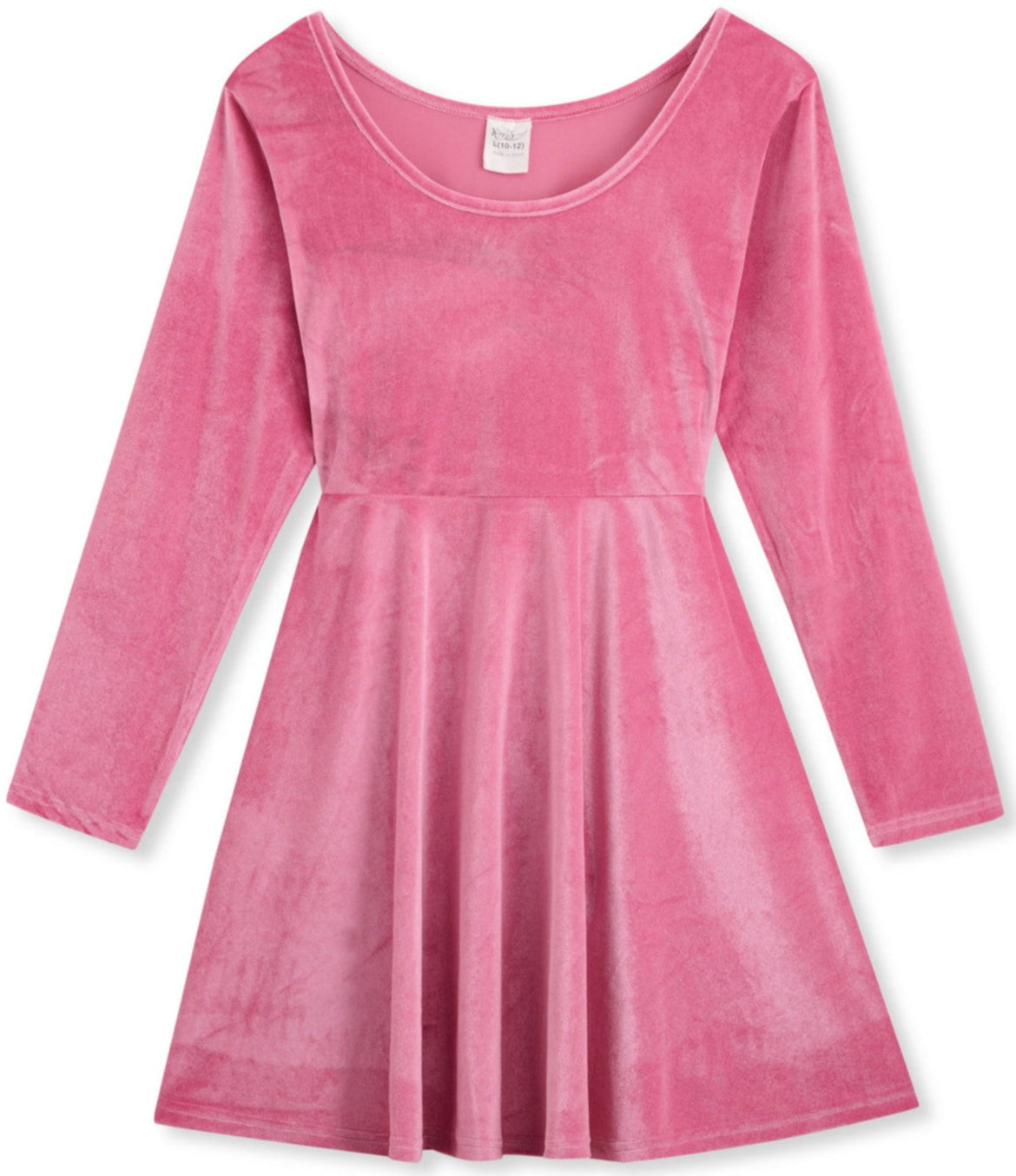 Girl's Pink A-Line Long Sleeves Velvet Dress  Kuppasweet